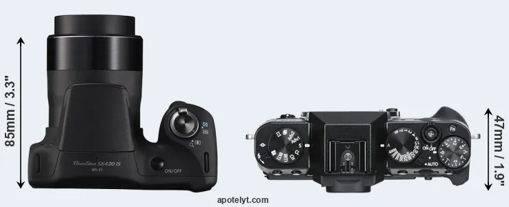 Compare SX430 versus X-T30 top