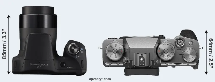 Compare SX430 versus X-T4 top