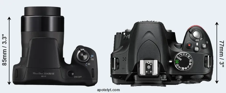 Compare SX430 versus D3200 top