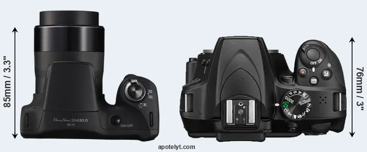 Compare SX430 versus D3400 top