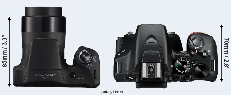 Compare SX430 versus D3500 top