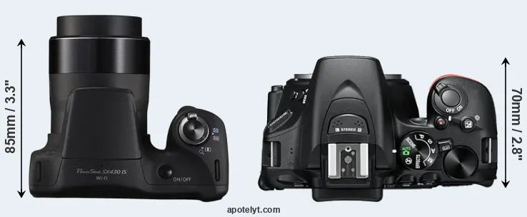 Compare SX430 versus D5600 top