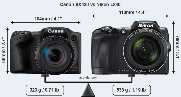 Size Canon SX430 vs Nikon L840