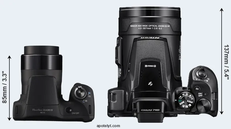 Compare SX430 versus P900 top