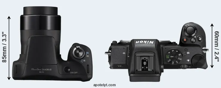 Compare SX430 versus Z50 top