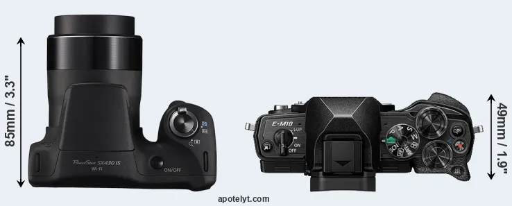 Compare SX430 versus E-M10 IV top