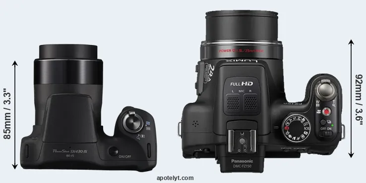 Compare SX430 versus FZ150 top