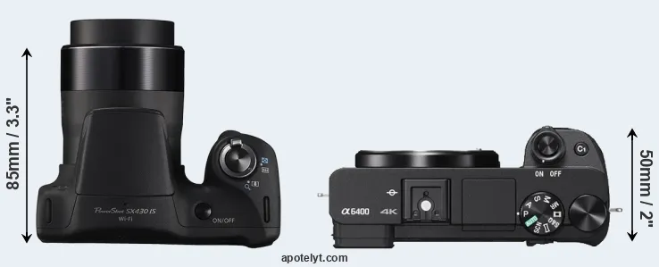 Compare SX430 versus A6400 top
