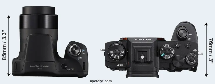Compare SX430 versus A9 II top