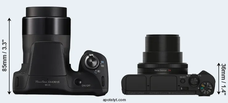 Compare SX430 versus HX90V top