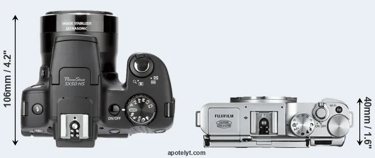 Compare SX50 versus X-A2 top