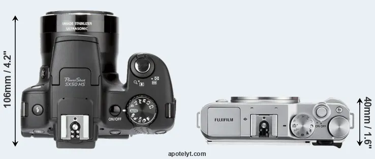 Compare SX50 versus X-A3 top