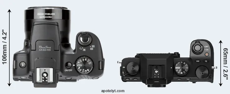 Compare SX50 versus X-S10 top