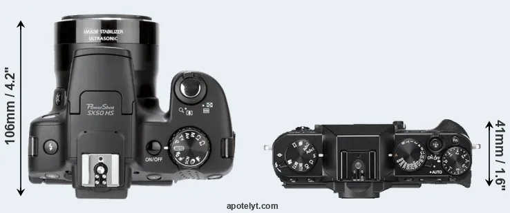 Compare SX50 versus X-T20 top
