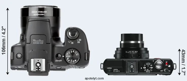Compare SX50 versus D-LUX 5 top
