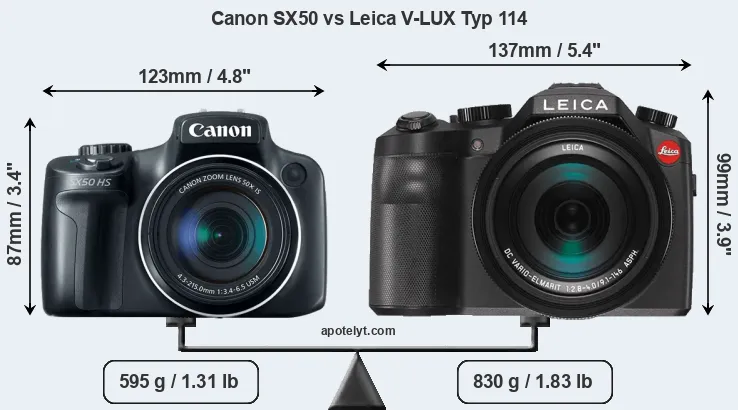 Size Canon SX50 vs Leica V-LUX Typ 114