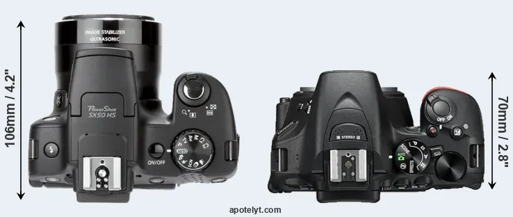 Compare SX50 versus D5500 top