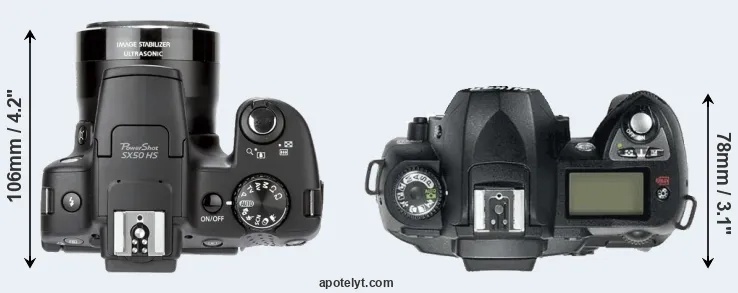 Compare SX50 versus D70 top