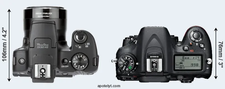 Compare SX50 versus D7100 top