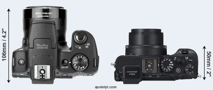 Compare SX50 versus P7800 top
