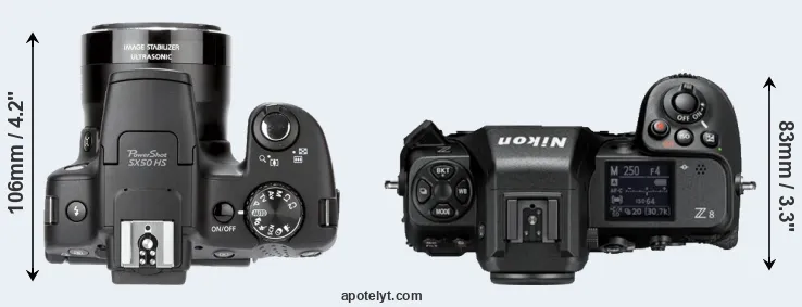 Compare SX50 versus Z8 top