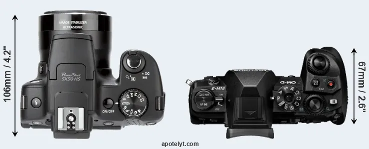 Compare SX50 versus E-M1 II top