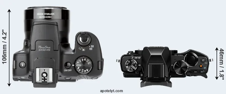 Compare SX50 versus E-M10 top