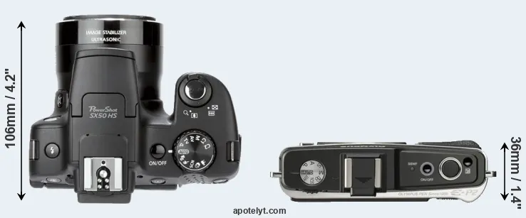 Compare SX50 versus E-P2 top
