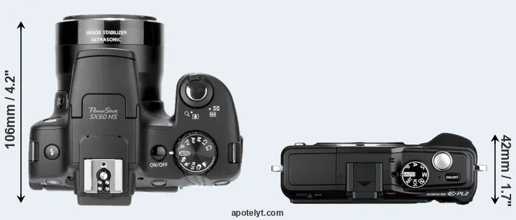 Compare SX50 versus E-PL2 top