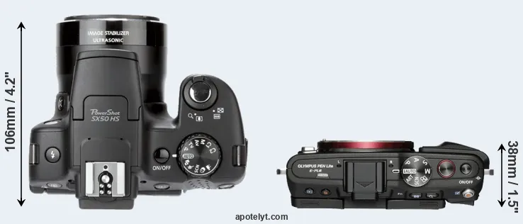 Compare SX50 versus E-PL6 top