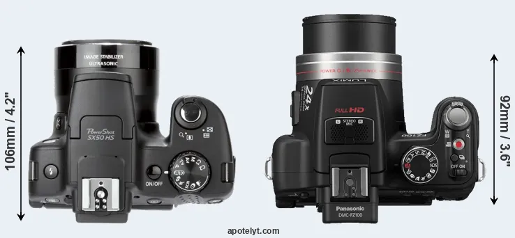Compare SX50 versus FZ100 top