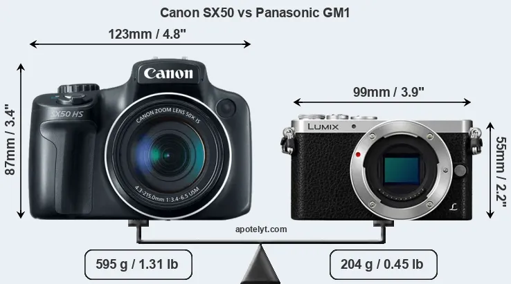 Size Canon SX50 vs Panasonic GM1