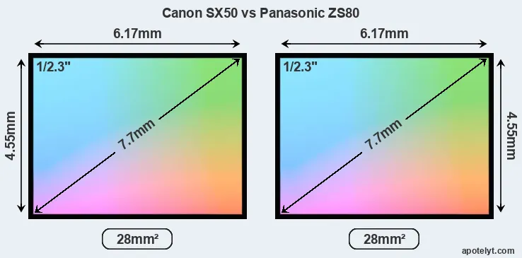 Canon SX50 and Panasonic ZS80 sensor measures