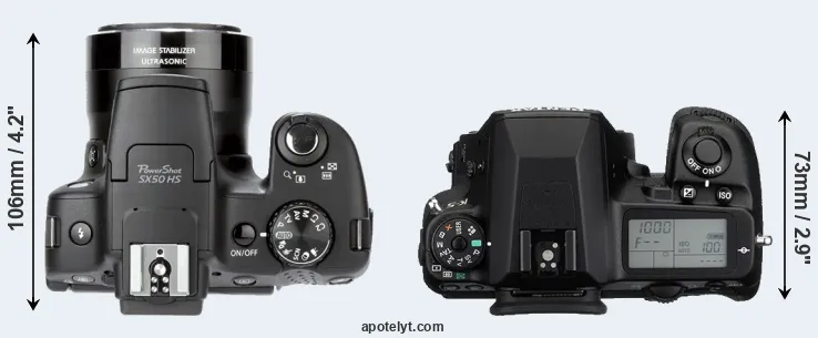 Compare SX50 versus K-5 top