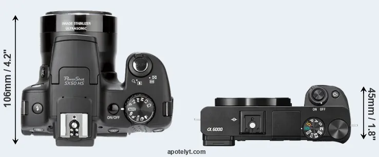Compare SX50 versus A6000 top