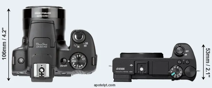 Compare SX50 versus A6500 top