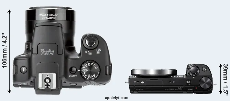 Compare SX50 versus NEX-5R top