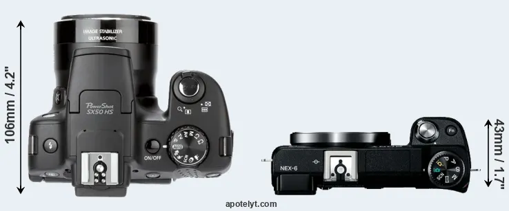 Compare SX50 versus NEX-6 top
