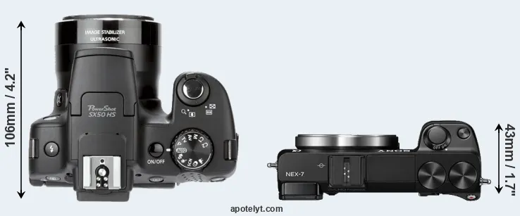 Compare SX50 versus NEX-7 top