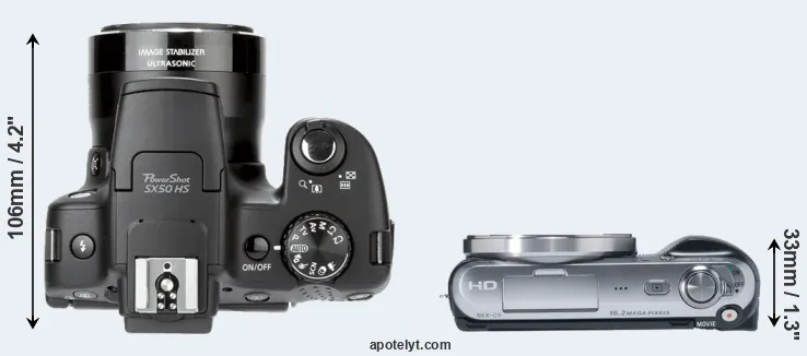 Compare SX50 versus NEX-C3 top