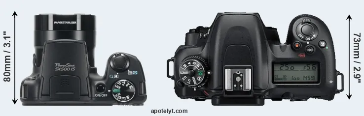 Compare SX500 versus D7500 top