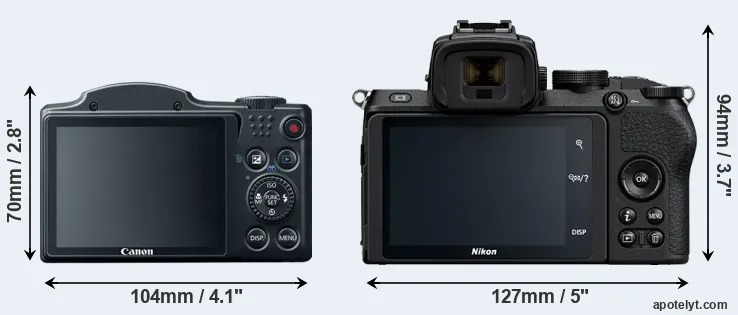 Comparison SX500 or Z50 rear