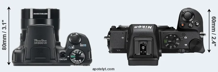 Compare SX500 versus Z50 top