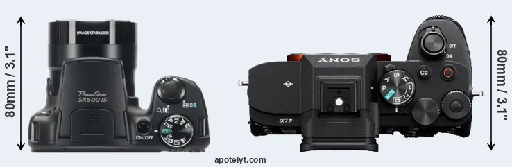 Compare SX500 versus A7 IV top