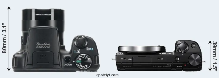Compare SX500 versus NEX-5R top