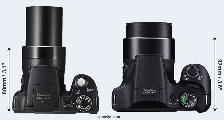 Compare SX510 versus SX520 top