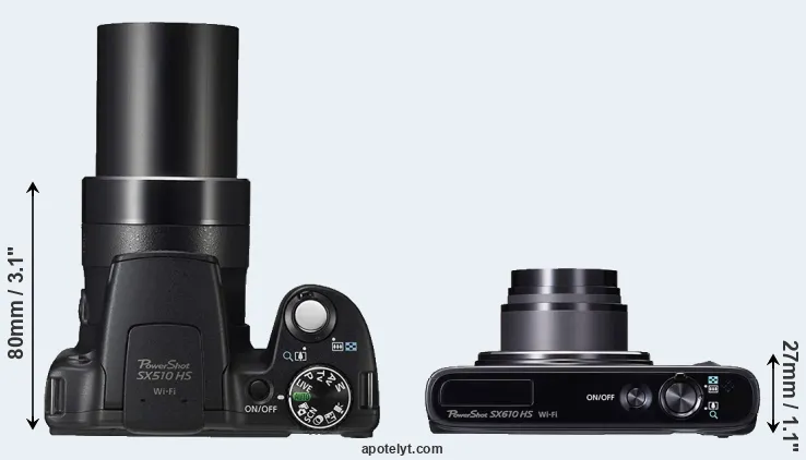 Compare SX510 versus SX610 top