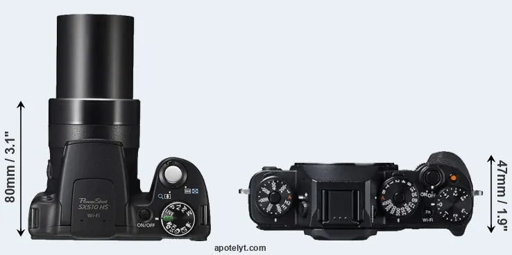 Compare SX510 versus X-T1 top