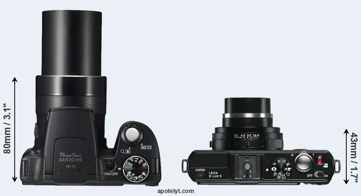 Compare SX510 versus D-LUX 5 top