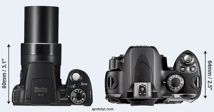 Compare SX510 versus D40X top